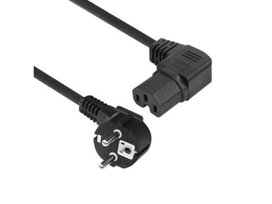 Nätkabelkontakt CEE 7/7 hane (vinklad) - C15 (vinklad höger) IEC60320 svart 2 m