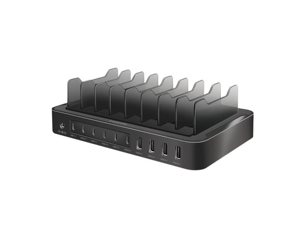 LogiLink USB Table Charger, 10 Port, 4x USB-A & 6x USB-C, 120W, PD, QC3.0, black