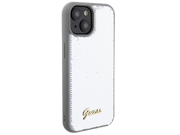 Guess Sequin Script metallikotelo iPhone 15:lle - hopea