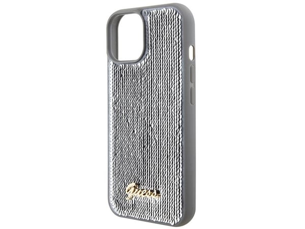 Guess Sequin Script metallikotelo iPhone 15:lle - hopea