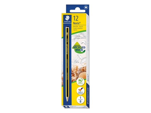 Staedtler Noris, B, Svart, Gul, PEFC, 2 mm, 12 styck, Tyskland