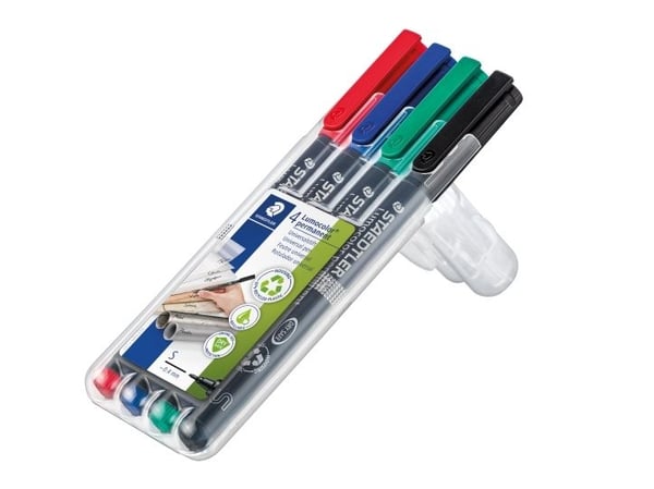 Universalpen Staedtler® Lumocolor® 313-WP4 Permanent 0,4 mm superfint med 4 stk. ass. färger
