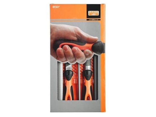 BAHCO Ergo file set med 5 st 8" fileSlipfil, halvrunda, skåpfil och fästfil