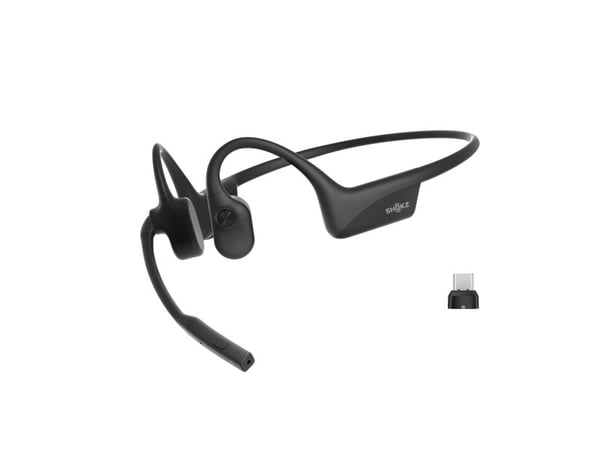 SHOKZ OpenComm2 UC - 2025 Upgrade - headset - öppet öra - montering bakom nacken - Bluetooth - trådlös - USB-C via Bluetooth-adapter - svart - Zoom...
