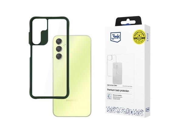 3MK Satin Armor Case+ Green pro Samsung Galaxy A25 5G, Mobilskal, Samsung, Galaxy A25 5G, 16,5 cm (6.5"), Grön, Transparent