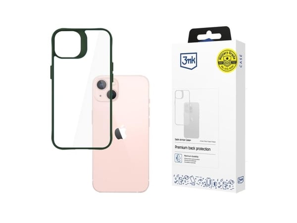 3MK Satin Armor Case+, Omslag, Apple, iPhone 14, 15,5 cm (6.1"), Grön, Transparent