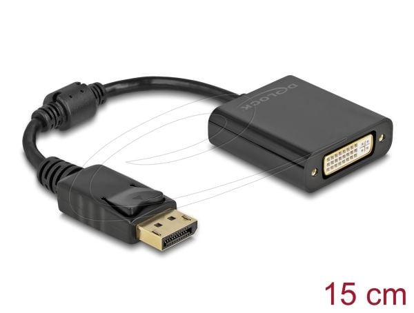 Delock - Adapterkabel - DisplayPort (hane) spärrad till DVI-I (hona) skruvbar - DisplayPort 1.1 - 15 cm - passiv - svart