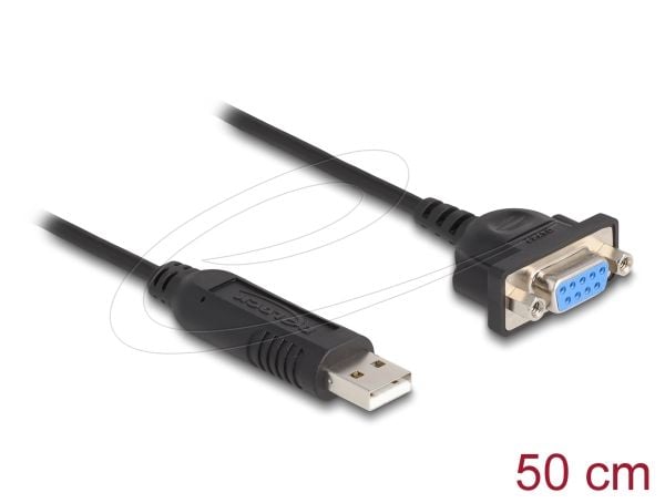 DeLOCK 66453, Musta, 0,5 m, USB A-tyyppi, RS-232, Uros, Naaras