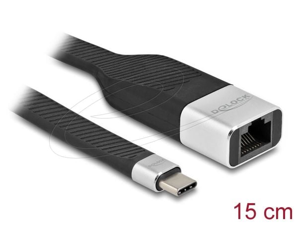 Delock - Nettverksadapter - USB-C 3.2 Gen 1 - Gigabit Ethernet - sølv, svart