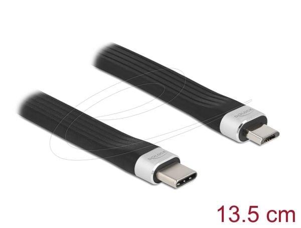 DeLOCK 86793, 0,135 m, USB C, Micro-USB B, USB 2.0, 0,48 Gbit/s, Musta, Hopea