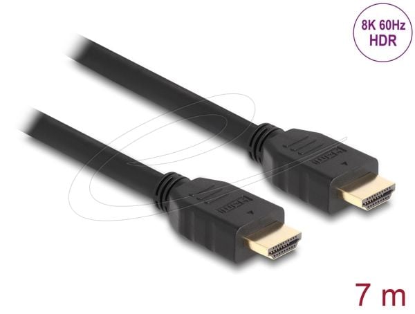 Delock - Høyhastighets - HDMI-kabel med Ethernet - HDMI hann til HDMI hann - 7,0 m - Svart - Støtter 8K 60 Hz, opptil 48 Gbps dataoverføringshastig...