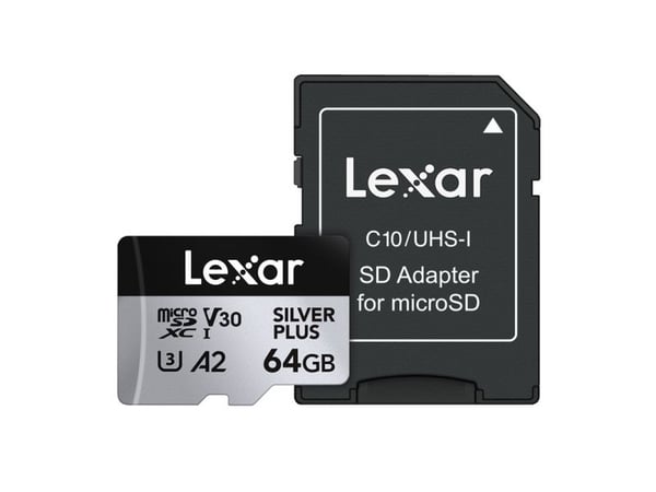 Lexar Professional SILVER PLUS, 64 GB, MicroSDXC, Klasse 3, UHS-I, 205 MB/s, 100 MB/s