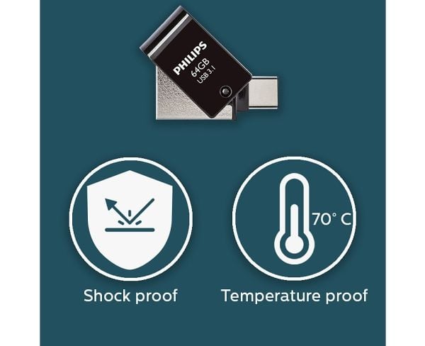 Philips FM64DC152B - USB-flashstasjon - 64 GB - USB 3.1 / USB-C