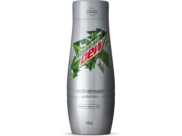 SodaStream Mountain Dew, Klembar flaske, CE, 1 kcal, 4 kJ, 0,01 g, 0,1 g