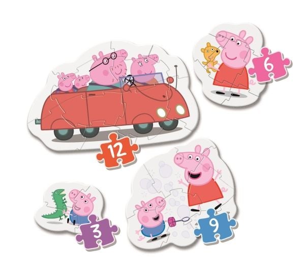 Clementoni Puslespil, Mit første, Peppa Pig, 3,6,9 og 12 brikker