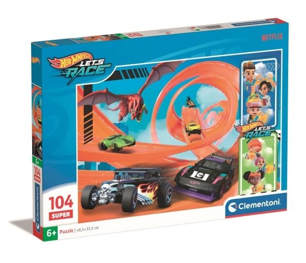 Clementoni Puslespil Hotwheels, 104 brikker