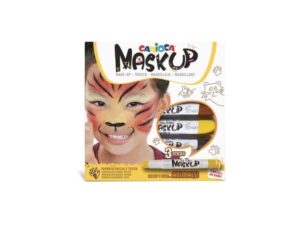 Carioca MASK UP ANIMALS, Ansiktssminkemaling, Gutt/Jente, 3 stykker