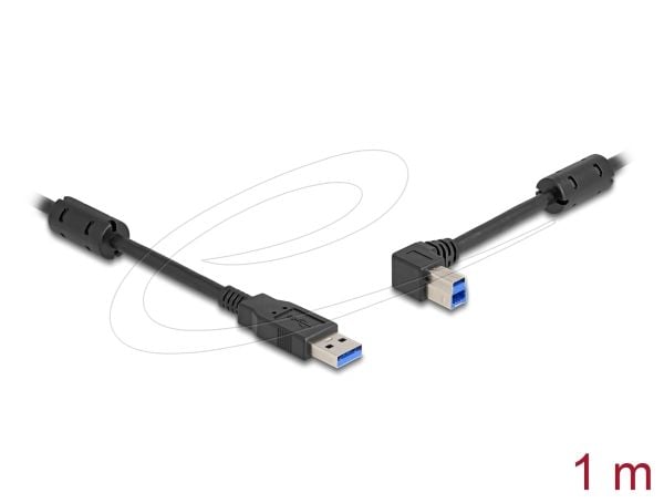 Delock USB 5 Gbps -kaapeli tyyppi-A-pistoke tyyppi-B-pistokkeeseen 90° vasemmalle kulma 1 m