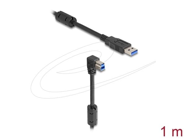 Delock USB 5 Gbps-kabel Type-A hann til Type-B hann 90° vinklet ned 1 m