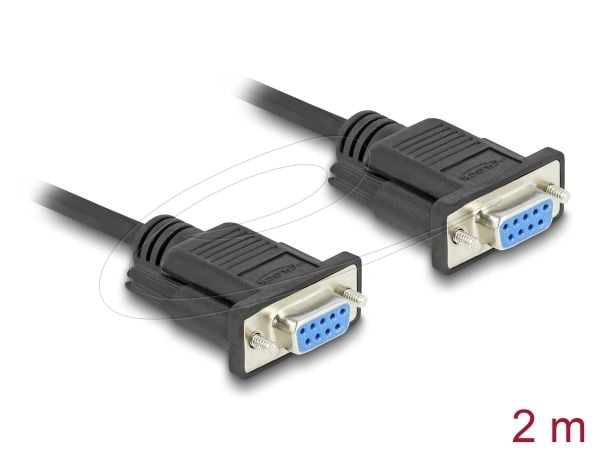 Delock - Seriell kabel - DB-9 (hunn) til DB-9 (hunn) - 2 m - tommelskruer, støtter RS-232 seriell grensesnitt - svart