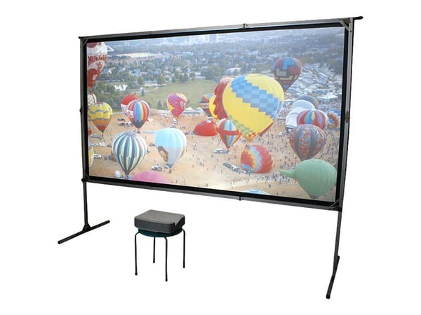 Elite Screens Yard Master 2 Series OMS180H2-DUAL - Projeksjonsskjerm med ben - 180" (457 cm) - 16:9 - Wraith Veil Dual - sort trim, sølvramme