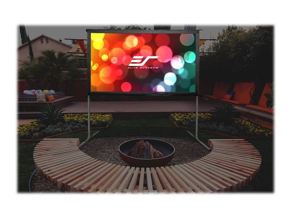 Elite Screens Yard Master 2 Series OMS180H2-DUAL - Projeksjonsskjerm med ben - 180" (457 cm) - 16:9 - Wraith Veil Dual - sort trim, sølvramme