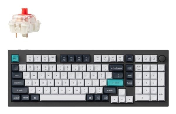 Keychron Q5 Max - Tastatur - QMK/VIA, tilpasset mekanisk, fullt montert knapp - bakgrunnsbelyst - trådløs - USB-C, 2.4 GHz, Bluetooth 5.1 - tastsvi...