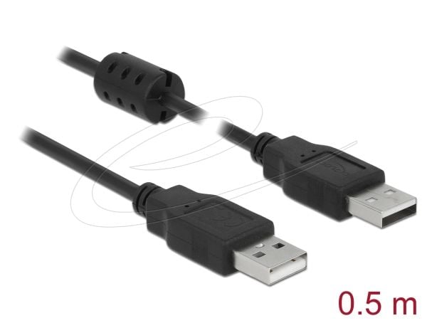Delock - USB-kabel - USB (hann) til USB (hann) - USB 2.0 - 50 cm - svart