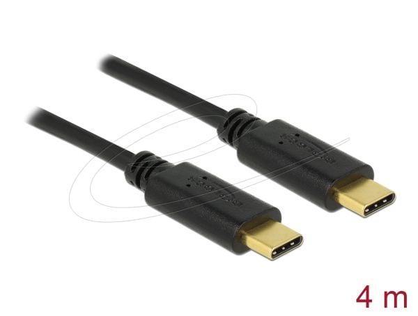 Delock - USB-kabel - USB-C (hann) til USB-C (hann) - USB 2.0 - 3 A - 4 m - svart