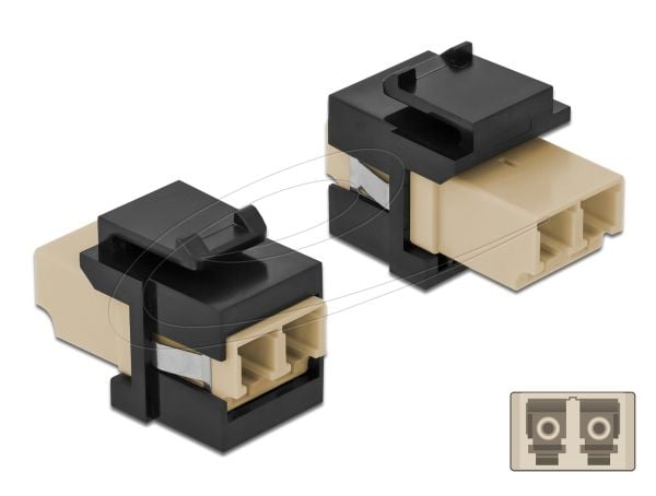 Delock - Modulär insättning - LC x 2 - svart, beige