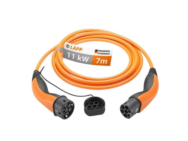 Laddkabel Typ 2, upp till 11 kW, 7 m, orange