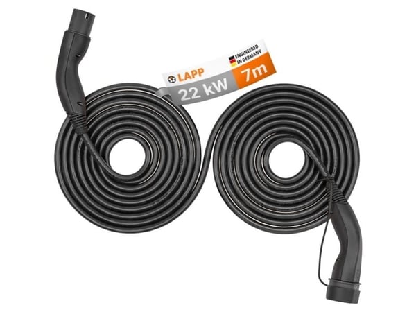 Självupprullande laddkabel Typ 2, upp till 22 kW, m, svart