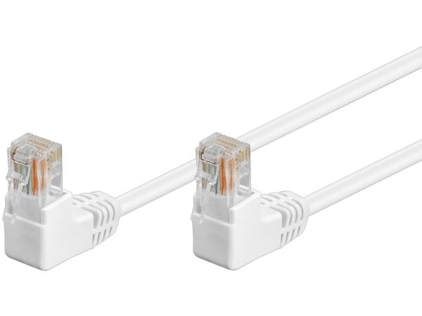 Goobay CAT 5e-kabel 1x 90 vinklad U/UTP, vit - Kabellängd 0,5 m