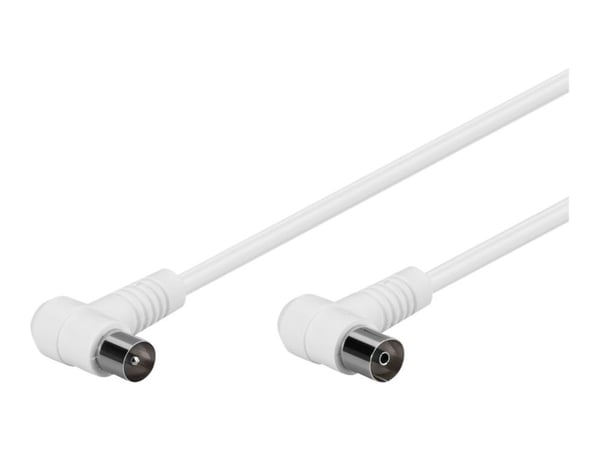 goobay - Antennkabel - IEC-kontakt kontakt vinklad till IEC-kontakt mottagare vinklad - 5 m - dubbelt skärmad koaxial - 80 dB - vit