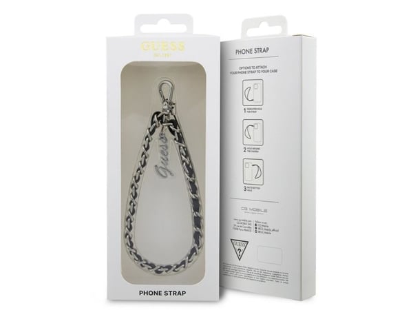 Guess GUSTSASSK telefonline svart Chain Metal Logo Charm