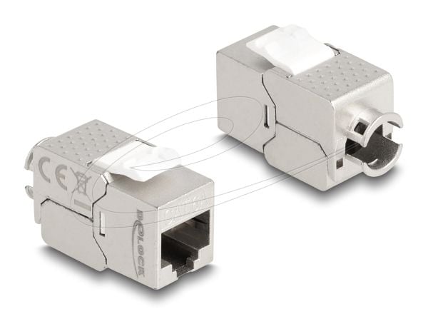 Delock - Nettverkkontakt - RJ-45 (hunn) til LSA - STP - CAT 6a - sølv, hvit