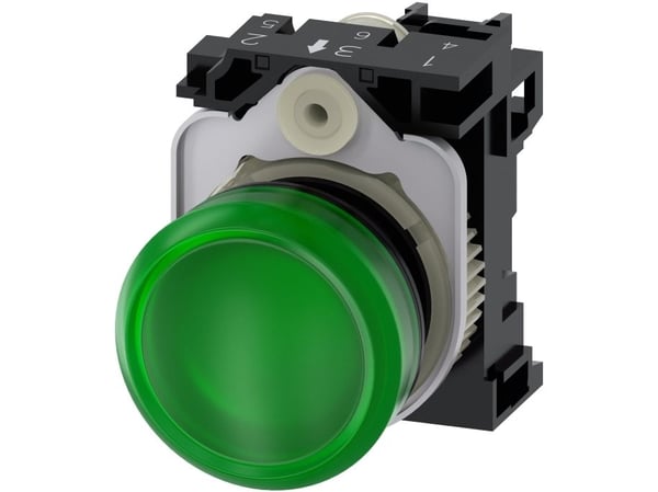 Siemens 3SU1102-6AA40-1AA0 Ljusindikator platt Grön 24 V/AC, 24 V/DC 1 st
