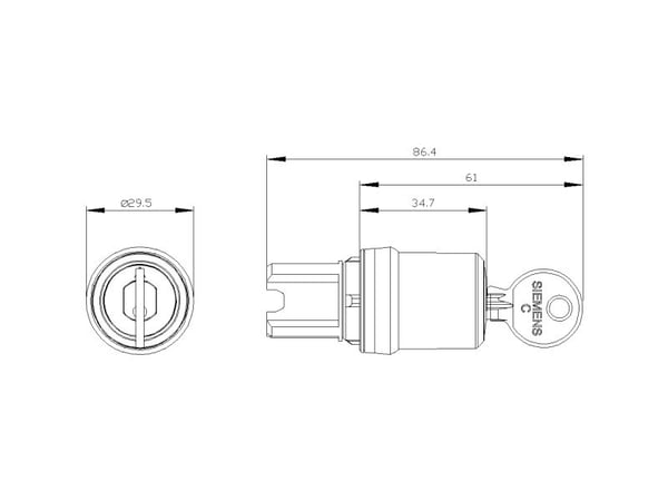 Siemens 3SU10005BN210AA0 3SU1000-5BN21-0AA0 Avainkytkin 2 x 45 ° IP66, IP67, IP69/IP69K 1 kpl