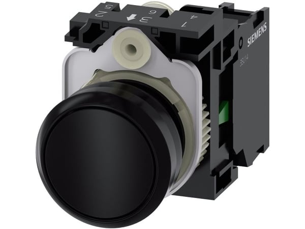 Siemens 3SU1100-0AB10-1BA0 Tryckknapp Frontring av plast, Kontrollvred platt Svart 1 st