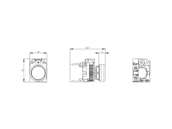 Siemens 3SU1100-0AB10-1BA0 Tryckknapp Frontring av plast, Kontrollvred platt Svart 1 st