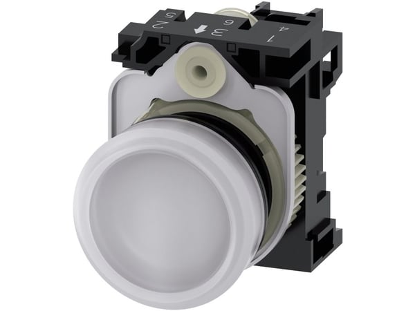 Siemens 3SU1102-6AA60-1AA0 Ljusindikator platt Vit 24 V/AC, 24 V/DC 1 st
