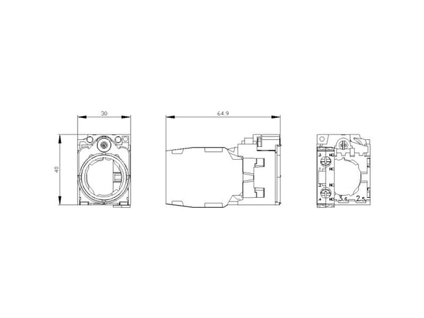 Siemens 3SU1550-1AA10-1FA0 Hållare 3-fold (B x H) 30 mm x 40 mm 1 st