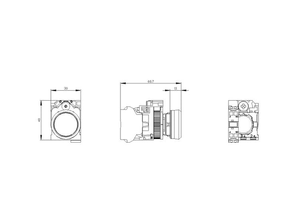 Siemens 3SU1100-0AB60-3BA0 Drucktaster Druckknopf 1S, IP67, IP69K, 2,23 cm, 50 mm, 100 mm, 30 mm, 50 g