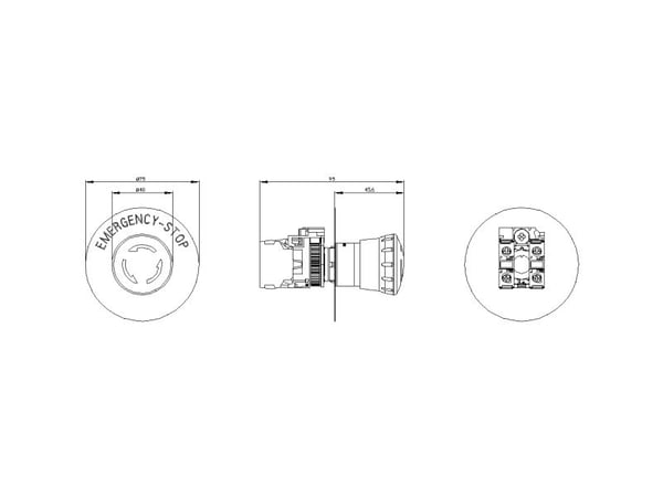 Siemens 3SU1100-1HB20-1PG03SU11001HB201PG0 Not-Halt, IP67, IP69K, 2,23 cm, 85 mm, 85 mm, 45 mm, 89 g