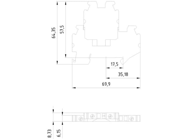 Siemens Doppelstockklemme 8WH1025-0AG00 Gr.4.0qmm, 69,9 mm, 20 g, 70 mm, 66 mm, 6 mm, 800 V