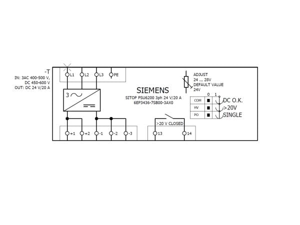 Siemens 6EP34367SB003AX0 Strømforsyning till DIN-skinne (DIN-skena) 20 A 480 W 1 x