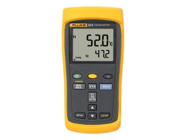 Fluke -52-2 60HZ, 86 mm, 38 mm, 173 mm, 400 g, Gult, Grå, °C, F, K