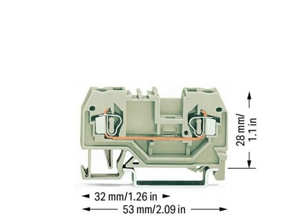 Wago 2-johtiminen kiskoliitin 2.5mm2 vaaleanharmaa (280-992)