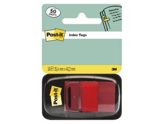 Post-It 680-1, Rød, 25,4 mm, 43,2 mm, 50 ark