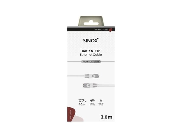 Sinox SXC08703, 3 m, Cat7, S/FTP (S-STP), RJ-45, RJ-45, Hvit